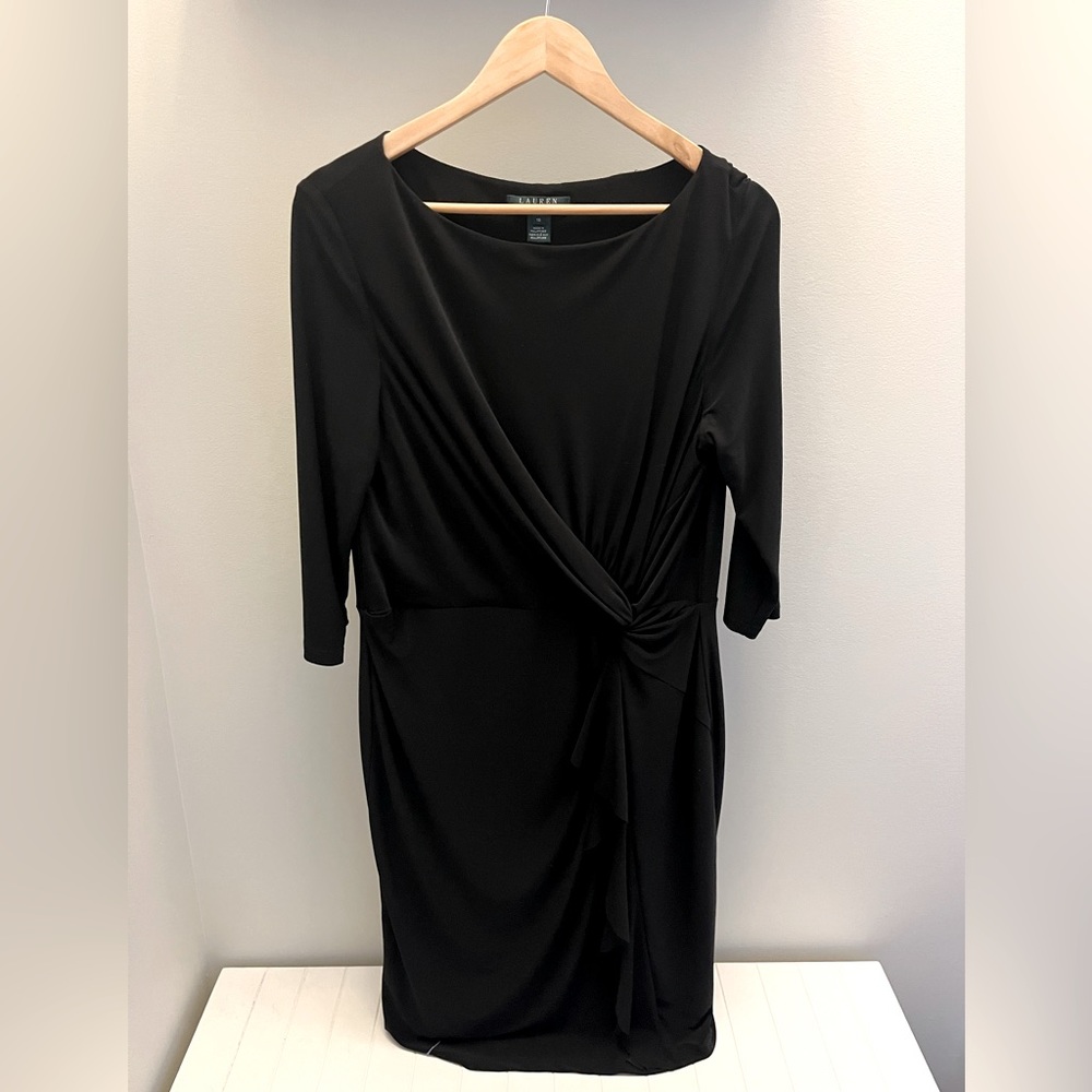 RALPH LAUREN - wrap style black cocktail dress